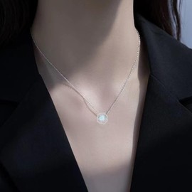 KIMIEVOL Women's Necklace, 12 Months, Birthstone, Rose Motif, Platinum Plated, Silver, 925 Jewelry, Accessory, Birthday, White Day, Mother's Day, Christmas Gift, Gift Wrapping Included, Sterling