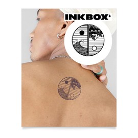 Inkbox Temporary Tattoos, Semi-Permanent Tattoo, One Premium Easy Long Lasting, Waterproof Temp Tattoo with For Now Ink - Lasts 1-2 Weeks, Balanced Soul, 3 x 3 in