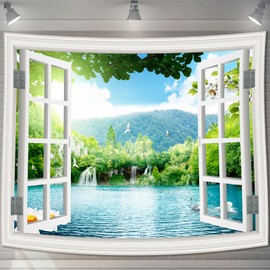 U-SITU Tapestry Temporary Window Outdoor Scenery Blue Sea Beach Fireworks Mt. Fuji Cherry Blossoms in Full Bloom Autumn Leaves Flower Field Forest Veranda Natural Landscape Stylish Multifunctional
