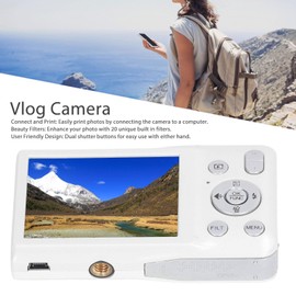 Digital Camera for Photography, 8K HD 68MP 16X Zoom Vlogging Camera with 2.7 Inch Screen, Timer Shoot Beauty Filter Compact Point and Shoot Digital Cameras (White)