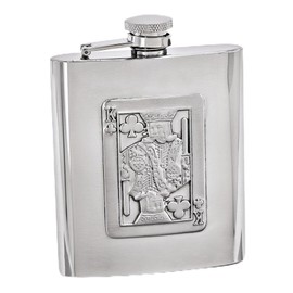 FB JEWELS Solid Silver-Tone 8Oz Playing Card Flask