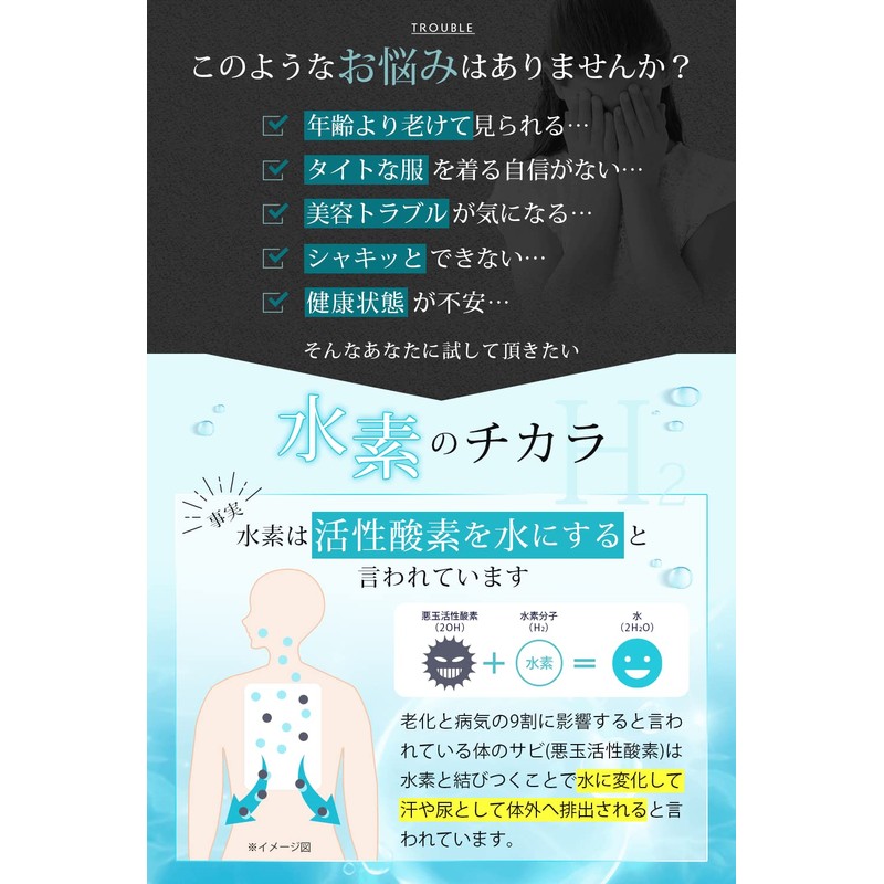 水素サプリ H2 Platinum（エイチツープラチナム） 持続性 高濃度 発生 水素 サプリメント / 水素