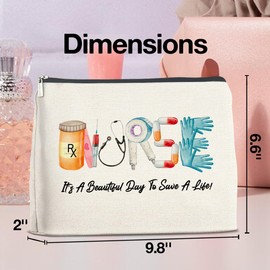 UPNEGE Nurse Gifts Makeup Bag, Nursing Gifts for Nurse Graduation, Thank You Gifts for Nurse Practitioner RN, Nurse Life It's a Beautiful Day to Save Lives Zipper Makeup Pouch