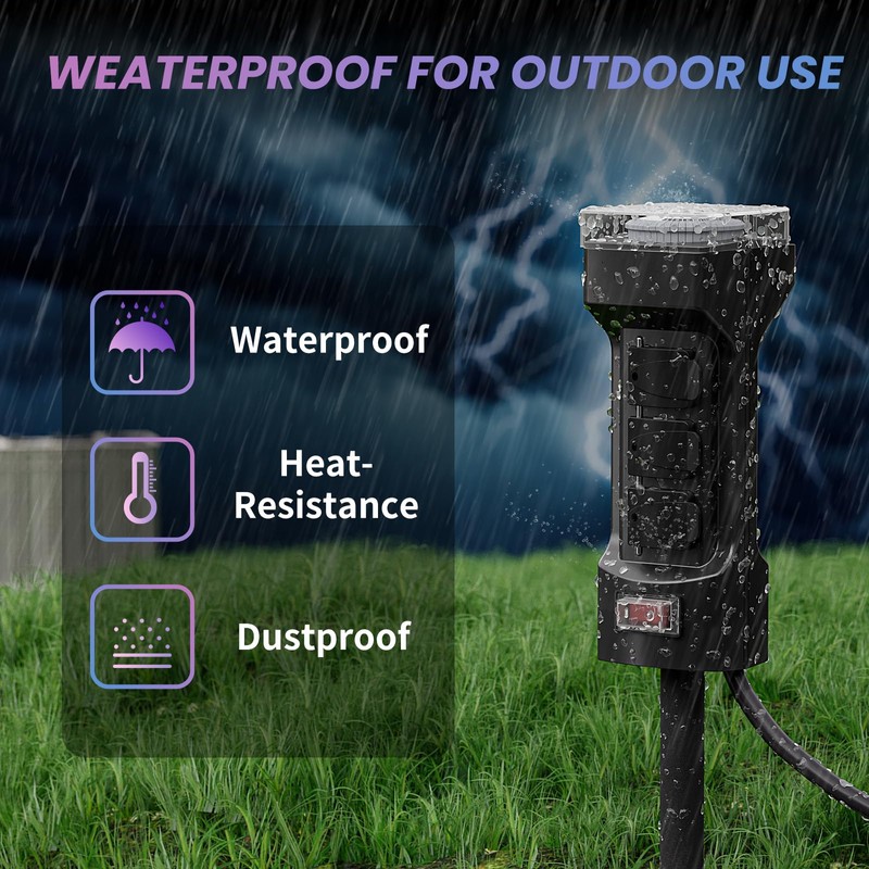 K KASONIC - 24 Hour Outdoor Stake Timer, 6 Outlets
