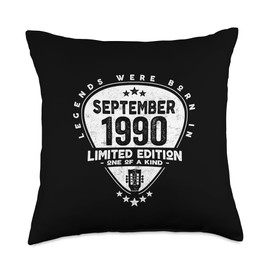 Guitar Pick Lovers - September 1990 Legends were Born in September 1990-Guitar Throw Pillow, 18x18, Multicolor