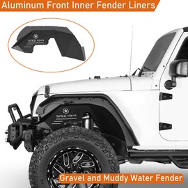 u-Box Aluminum Wrangler JK Front Inner Fender Liners w/Since 1941 Logo Wheel Mud Guard Compatible with Jeep Wrangler JK & JKU 2007-2018