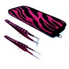 SET OF 2 Stainless Steel Pink Black Zebra 3D Eyelash