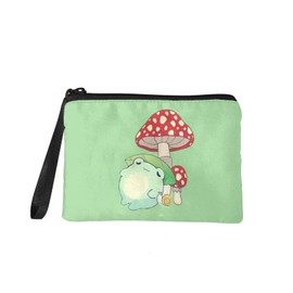 chaqlin Mushroom Frogs Coin Purse,Cute Frogs Mushroom Travel Toiletry Bag Organizer Wallet Bag for Women,Mini Change Wallet Card Cash Shopping Organizer Holder