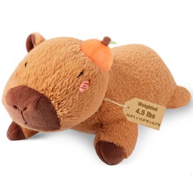 Bobbie & Laxi 25" & 4.5 lbs Capybara Weighted Stuffed Animals with Orange, Cuddly & Soft Kids' Plush Toy Pillows for Companion with Removable Ceramsite Bag, Gifts for Adults, Kids, Boys and Girls