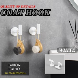 GERZWY Towel Hook Stainless Steel Robe Coat Hook Wall Mounted Luxury Hooks for Bathroom Hotel 2 Pack, White