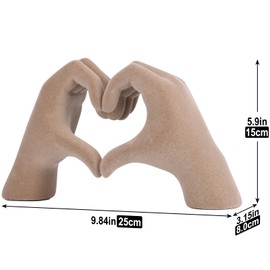 DOVDOV Beige Heart and Hand Statue, Hand and Heart Sculpture Home Decor, Heart and Hand Decoration for Bohemian Wedding Decoration Coffee Table Decoration Office Living Room Bedroom Book Decorations.