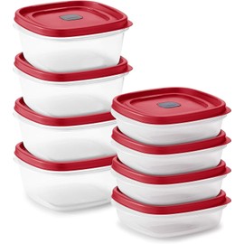 Tribello 16-Piece BPA-Free Plastic Food Storage Set, Red Vented Lids - Microwave, Dishwasher Safe: Perfect for Meal Prep, Leftovers, and Kitchen Organization