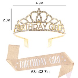 SVICCOOKQ Birthday Sash And Crown Birthday Tiara,Women Birthday Crowns Prom Queen Sash,Birthday Decorations,for Birthday Parties,Dances,Theme Parties,Etc.