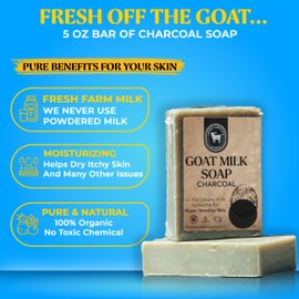 Honey Sweetie Acres Fresh Off The Goat All Natural Moisturizing 5 Oz Bar Of Handmade Charcoal Goat Milk Soap