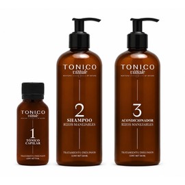 Tonico Vittale | Kit 3 Pasos Tónico, Shampoo Y Acondicionador Para Cabello Rizado| Crecimiento Y Fortalecimiento Capilar | Birllo, Suavidad Y Chinos Manejables | Formula Natural sin Parabenos | Unisex