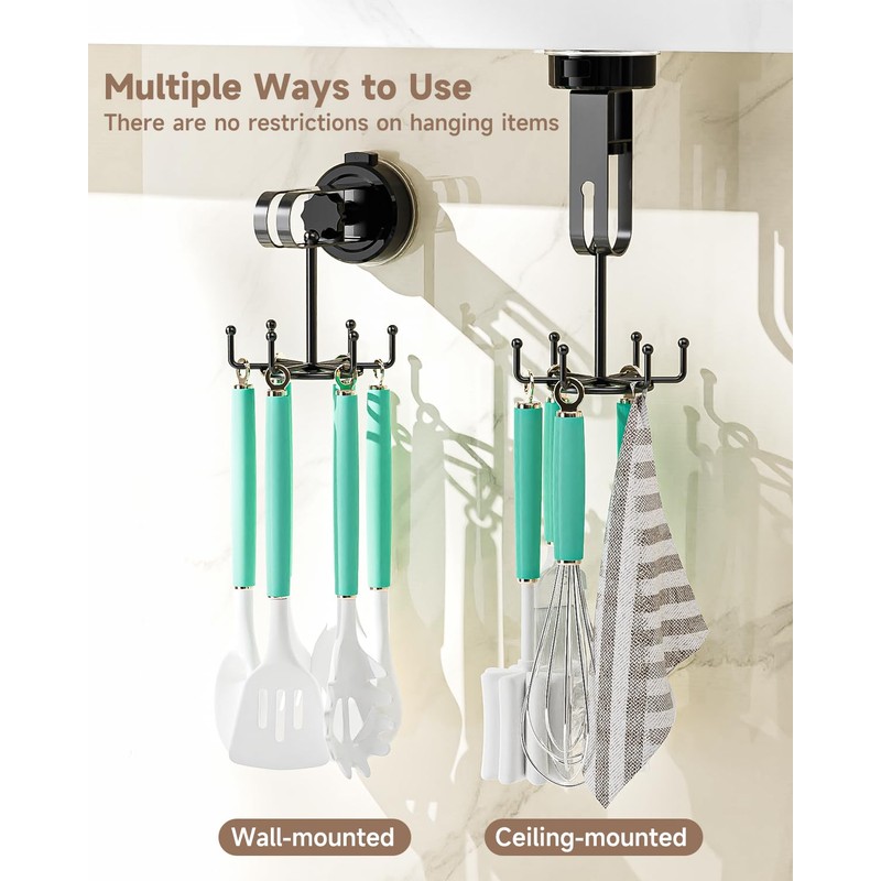 BANGMANG 2 Pack Vacuum Suction Cup Kitchen Utensil Hook with