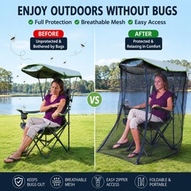 Mosquito Net for Canopy Chairs – Foldable Polyester Mesh Cover with Zipper Door for Camping, Fishing & Garden Use