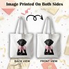JINYO Dog Coquette Pink Bow Canvas Tote Bag for Women,