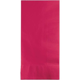 Creative Converting Touch of Color 2-Ply 50 Count Paper Dinner Napkins, Hot Magenta , 7.5" x 4.25" - 67177B
