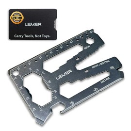 Lever Gear Toolcard Pro - 40 in 1 Credit Card Multitool. Slim, Minimalist Survival Card Wallet Tool Card. TSA Approved Multitool Card Pocket Tool. (Stonewash, Single)