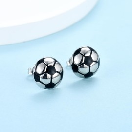 GULICX Soccer Gifts for Girls Boys, Silver Soccer Earrings Jewelry Essentials Stuff Accessories, Christmas Birthday Stocking Stuffers Graduation Sports Team Gifts for Teens Women Men Her
