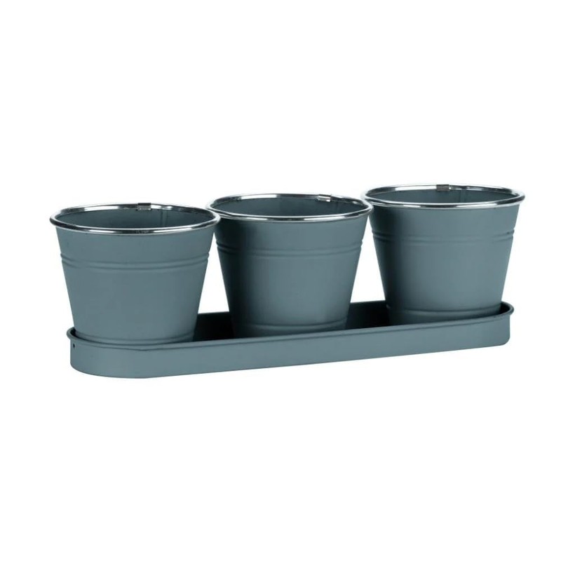 Smart Garden Products 6030302 Windowsill Herb Pots Metal, Slate Grey,