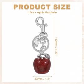 PATIKIL Apple Keychain for Women Bag Purse Charm Cute Apple Accessories with Key Ring and Clip for Handbag Keys Car Ring, Red-Silver