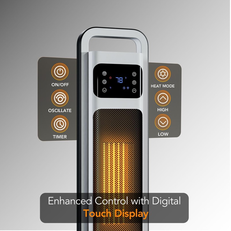 Comfort Zone 26-Inch 1500W Tower Space Heater for Indoor Use,