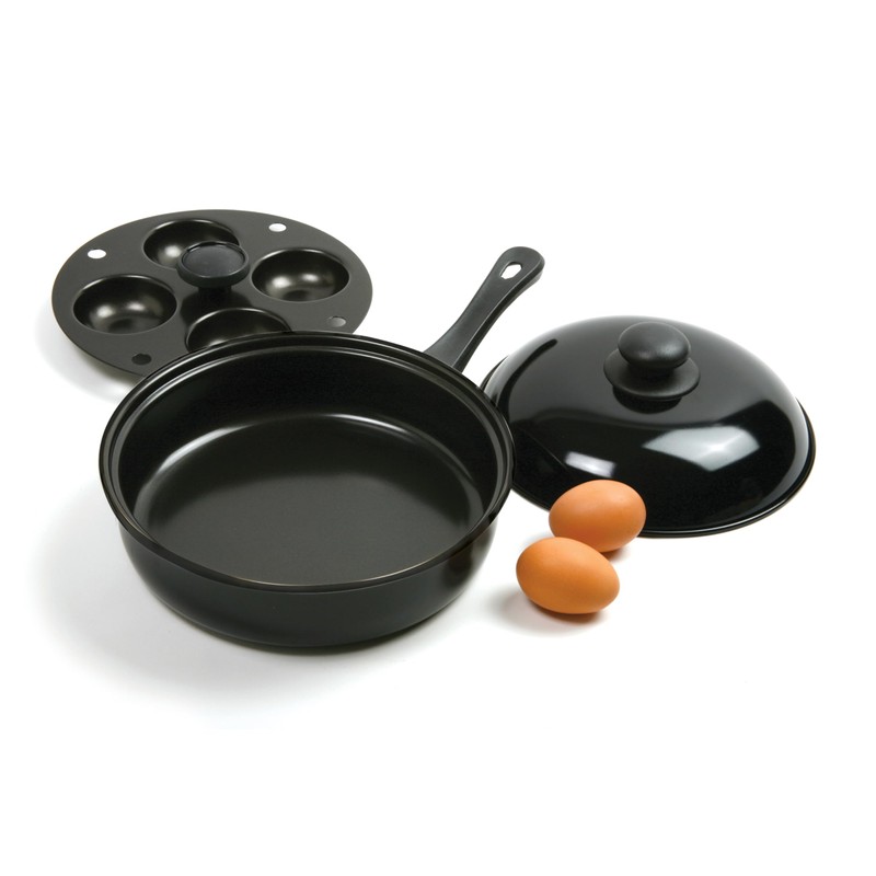 Norpro 9.5 Inch Nonstick Egg Poacher Skillet Set with Removable