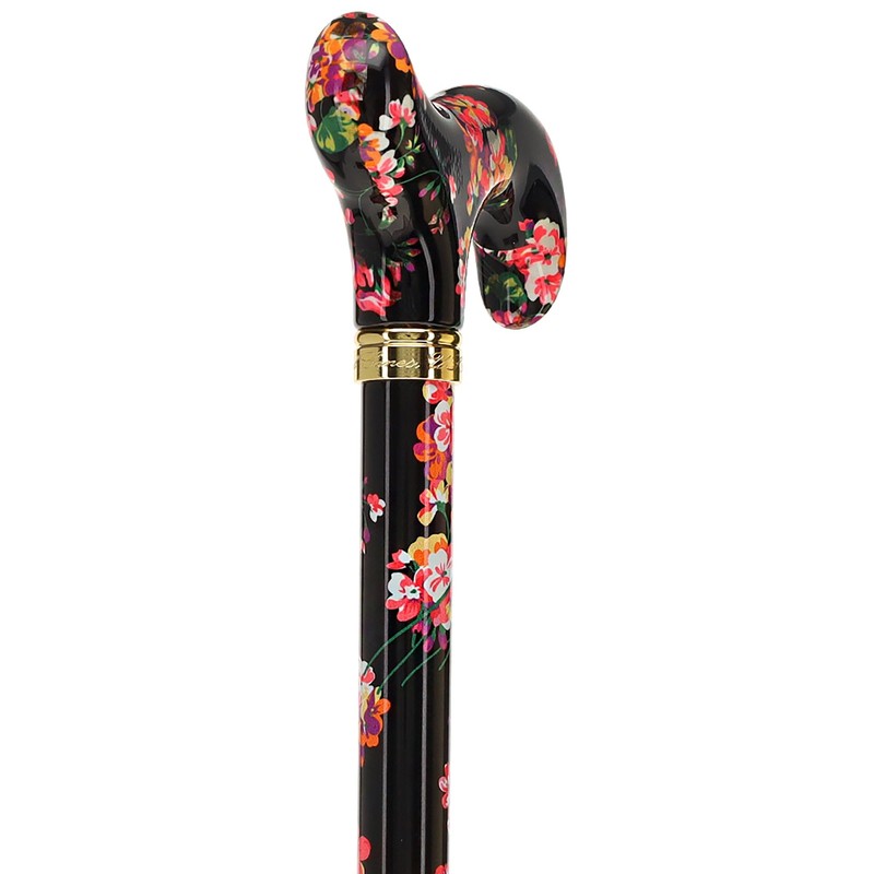 Midnight Floral Designer Walking Sticks for Men and Women –