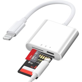 3 in 1 SD Card Viewer with MicroSD & SD Card Slot for Trail Game Camera, Photography Memory Card Adapter, Simultaneous Charging and Card Reading, Plug and Play