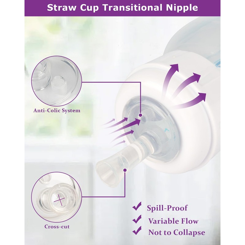 Sippy Straw Nipple for Dr. Brown's Narrow Baby Bottle &