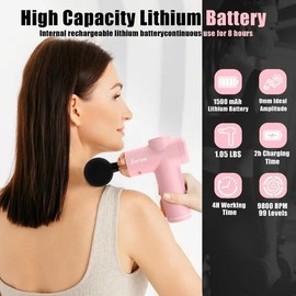 Mini Massage Gun Deep Tissue, Portable 99 Speeds Ultra Small and Quiet Electric Muscle Massager with 4 Replacement Heads for Gym Office Home Post-Workout Recovery, Black (Pink)