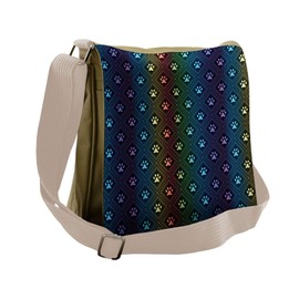 Ambesonne Dog Lover Messenger Bag, Paw Print Design, Unisex Cross-body