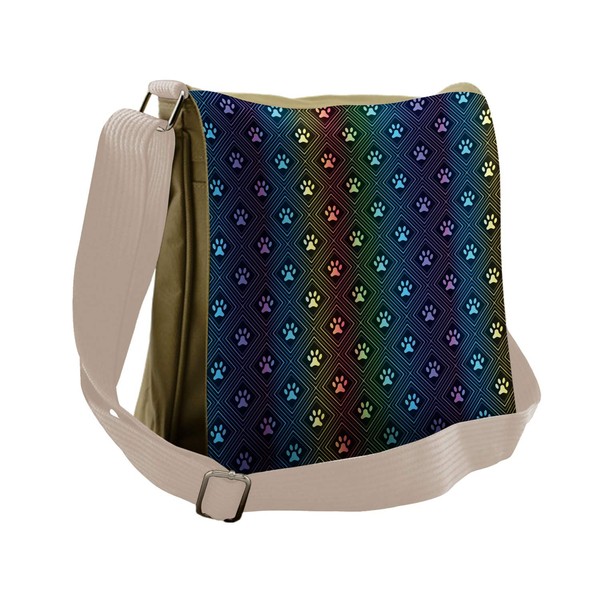 Ambesonne Dog Lover Messenger Bag, Paw Print Design, Unisex Cross-body