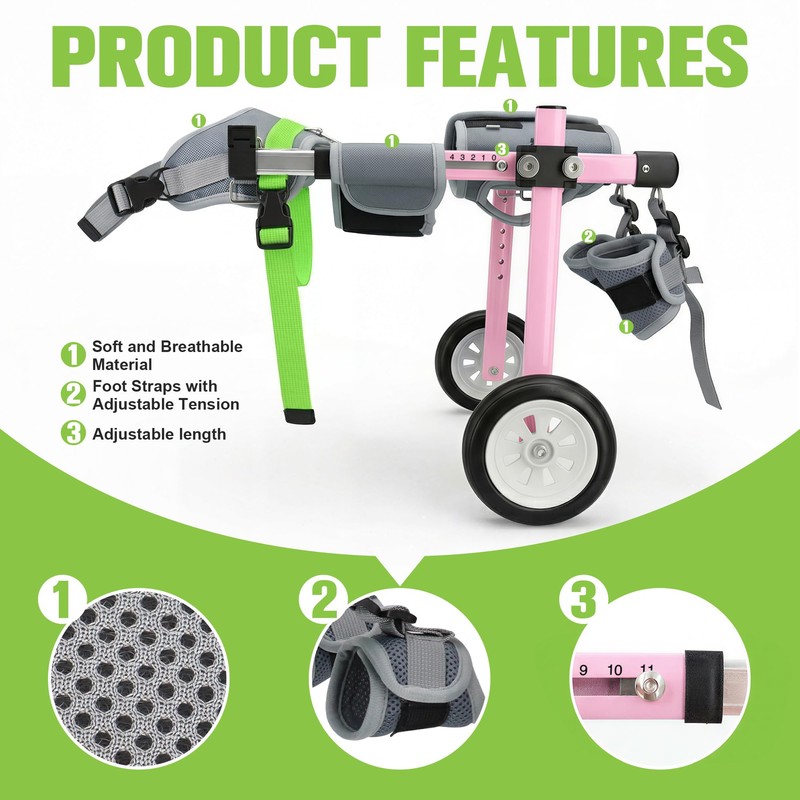 Lightweight Dog Wheelchair for Back Legs,Adjustable Mobility Cart