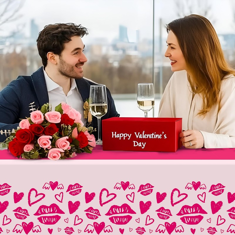 2 Pack Valentines Day Tablecloth,Valentines Day Decorations 54" x 108"