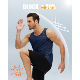 MAGCOMSEN Men Workout Tank Tops Sun Shirt Lightweight Running Shirt Summer Quick Dry Gym Tank Undershirts Navy Small