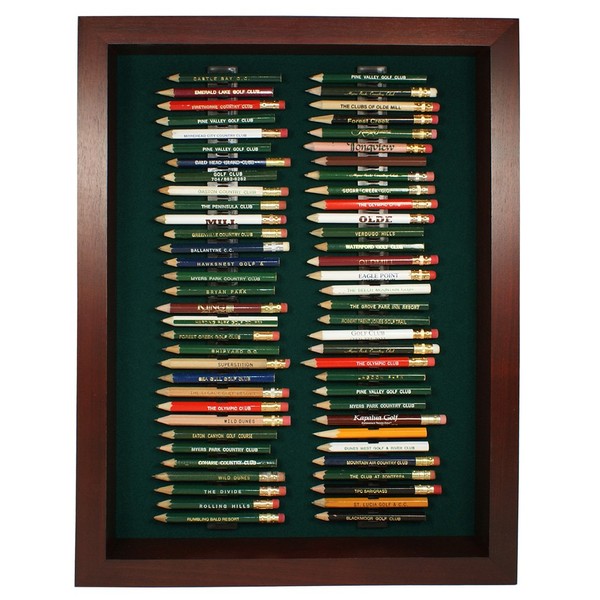 Eureka Golf Pencil Display Case | Holds 64 Round or Octagonal Golf Pencils | Cherry Finish | Made in the USA