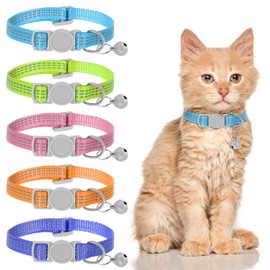 5 Pack Reflective Cat Collar Breakaway with Bells Adjustable Pet Kitten Collars Cute Safety Buckle Cat Collar Pet Supplies Stuff Accessories for Girl Cats Male Cats Puppies Small Dogs
