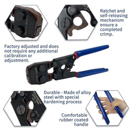 Sutekus PEX Cinch Tool Set For 3/8" to 1" Clamps Pex Crimping Tool Crimper and Pex Cutter With Free Clamps Pipe Fitting Tool Kit