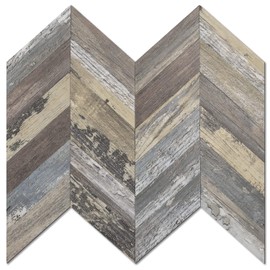 STICKGOO 10-Sheet Herringbone Tile Peel and Stick Backsplash, Faux Wood PVC Stick on Backsplash, Self Adhesive Wall Tile for Kitchen