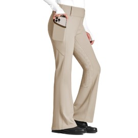 FitsT4 Sports Girl's Full Seat Horse Riding Pants Bootcut Riding Tights Kids Equestrian Breeches with Pockets Khaki XL