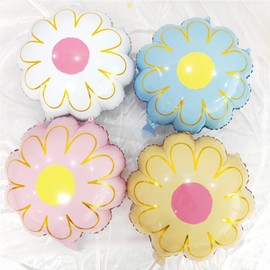 8pcs Daisy Flower Balloons Groovy Retro Pastel Balloons Daisy Balloons Flower Birthday Party Decorations for Girls Daisy Flower Christmas Birthday Baby Shower Wedding Baby in Bloom Party Decor