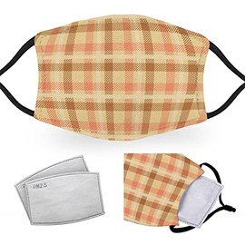 Beige Tartan - Reusable Adult Face Masks - 2 Filters Included