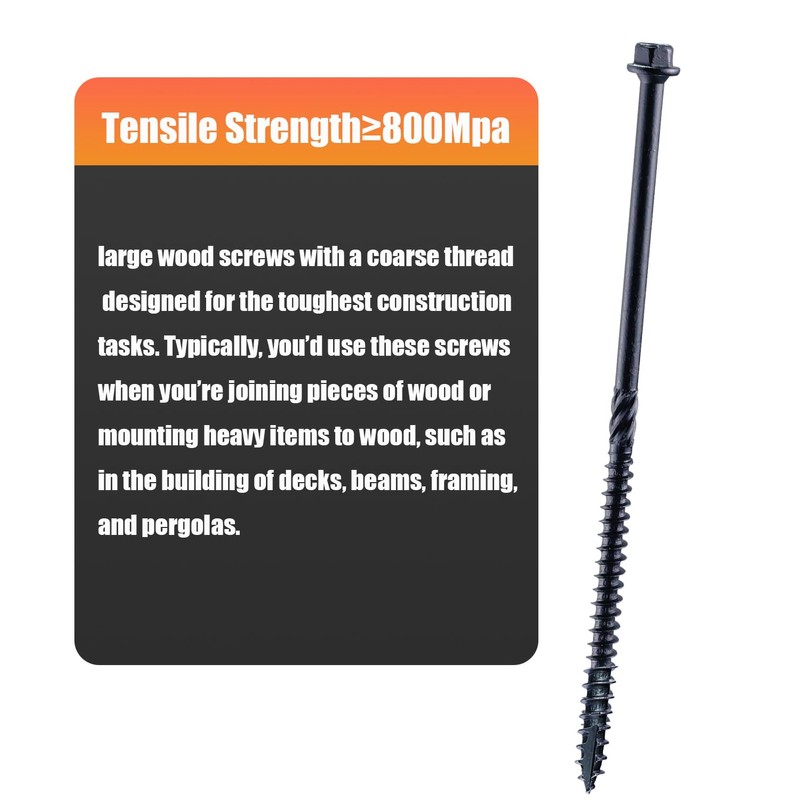 Structural Lag Screws 8 Inch, 50-Pack #14 X 8 Heavy