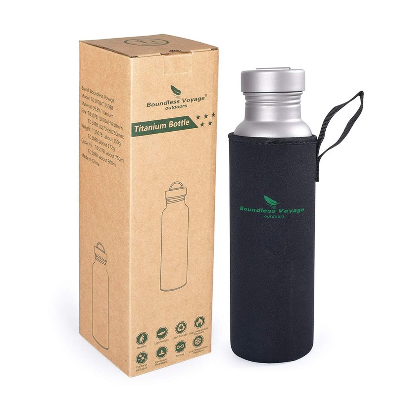 Boundless Voyage 800ml Titanium Sports Bottle with Titanium Lid Outdoor