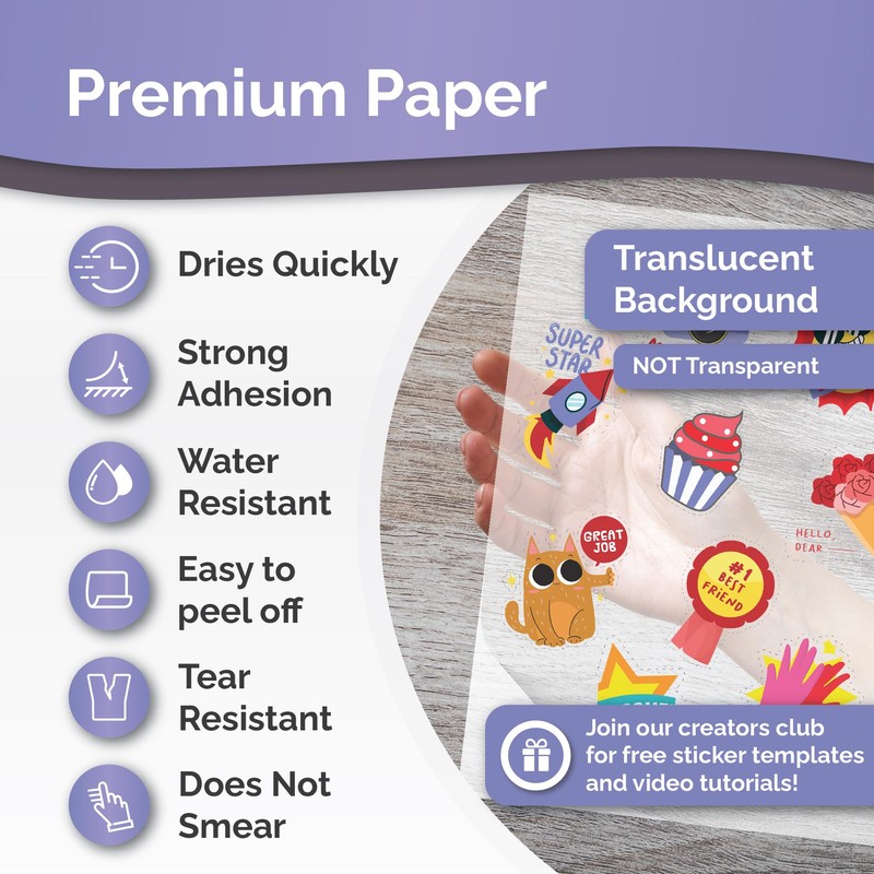 Premium Semi-Clear Sticker Paper - 30 Sheets - A4 -