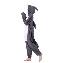 Men's Grey Shark Onesie Adult Unisex Animal Cosplay Costume One Piece Pajamas for Adult