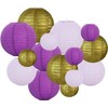 BEISHIDA 16 Pcs Purple Gold Paper Lanterns,Hanging Decorative Chinese Japanese